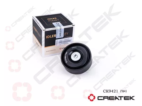 Ролик обводной ремня генератора (Черный, Резина) CREATEK, Евро-5, WP12, WP13, (CK9421, 612630060881, 612630060010)