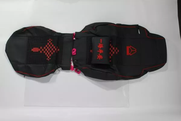 Чехлы на сиденья (Черный, Экокожа, кожаные черно-красная вставка) SITRAK, C7H