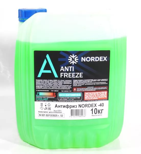 Антифриз  (Зеленый, 10кг -40°) NORDEX