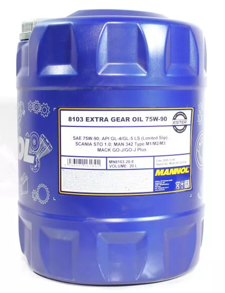 Масло трансмисионное (20л.) MANNOL, синтетическое, 75W-90, GL-5, SAE