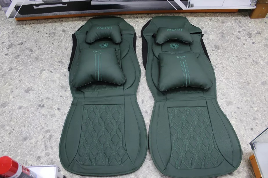 Чехлы на сиденья (Зеленый, Экокожа, с подушкой) SHAANXI, X5000. для грузовиков *