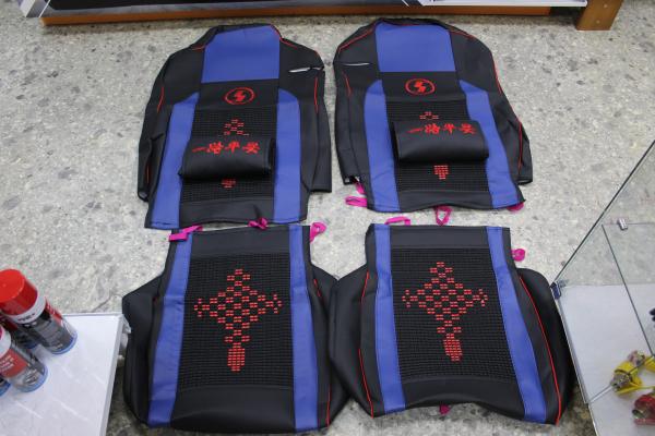 Чехлы на сиденья (Черный, Экокожа, кожаные,синяя вставка) SHAANXI, X3000